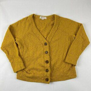Two Vince Camuto Sweater Womens Small Gold Long Sleeve Button